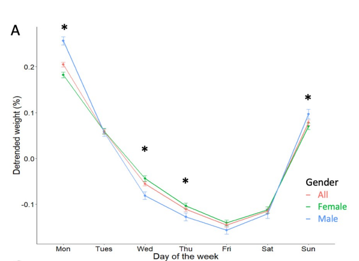 עליה במשקל בתקופות שונות
